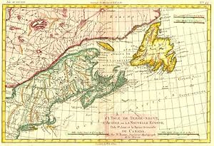 Bild des Verkufers fr L'Isle de Terre-Neuve, L'acadie, ou la nouvelle Ecosse, l'Isle St Jean et la Partie Orientale du Canada Handkolorierter Original-Kupferstich. zum Verkauf von Antiquariat Kurt Lammek