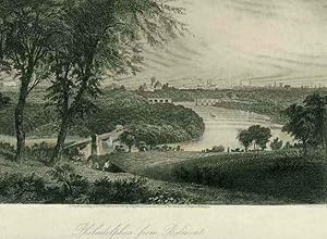 Gesamtansicht Philadelphia from Belmont (West Park) Original-Stahlstich von Hinshelwood nach Perk...