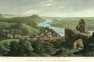 Ansicht "View from the Castle of Donaustauf". Kolorierter Original-Stahlstich von G. Hollis nach ...