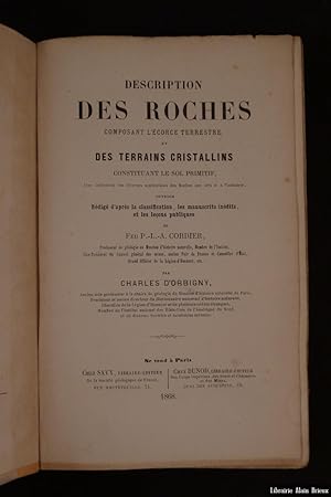 Bild des Verkufers fr Description des roches composant l'corce terrestre, et des terrains cristallins constituant le sol primitif zum Verkauf von Librairie Alain Brieux