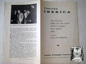 Folleto Publicidad - Advertising Brochure : CANCIÓN IBÉRICA : José Alfonso, María del Mar Bonet, ...