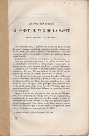 Seller image for Les types brun et blond au point de vue de la sant for sale by Kaaterskill Books, ABAA/ILAB