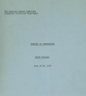 Seller image for SUMMARY OF DISCUSSIONS: STAFF SEMINAR JUNE 16-24, 1949 for sale by Dan Wyman Books, LLC