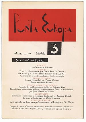 Bild des Verkufers fr PUNTA EUROPA. Ao I. marzo, 1956. N 3. zum Verkauf von Librera Torren de Rueda