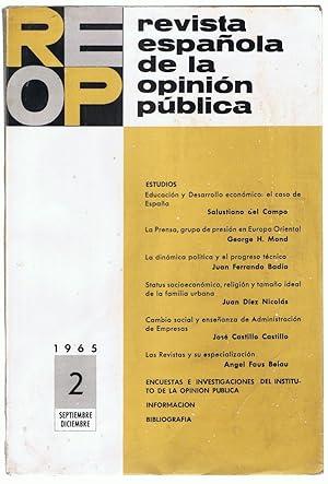 Imagen del vendedor de REOP. REVISTA ESPAOLA DE LA OPININ PBLICA. N 2. Septiembre-Diciembre 1965 a la venta por Librera Torren de Rueda