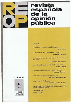 Imagen del vendedor de REOP. REVISTA ESPAOLA DE LA OPININ PBLICA. N 5. Julio-Septiembre 1966. a la venta por Librera Torren de Rueda