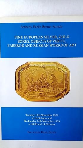 Fine European Silver, Gold Boxes, Objects Of Vertu, Faberge And Russian Works of art Sotheby's Zu...