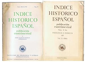 Bild des Verkufers fr INDICE HISTRICO ESPAOL. Vol. X. N 39, enero-abril. N 41 bis. Ao 1964. zum Verkauf von Librera Torren de Rueda