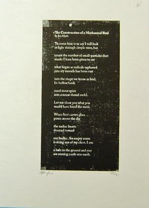 The Construction of a Mechanical Bird (Signed Poetry Broadside)