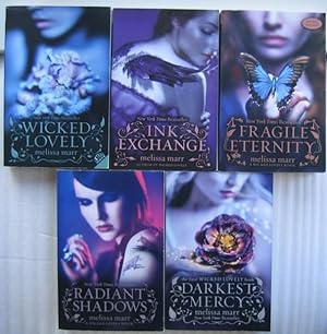 Seller image for Wicked Lovely series: vol 1 - Wicked Lovely; vol 2 - Ink Exchange; vol 3 - Fragile Eternity; vol 4 - Radiant Shadows; vol 5 - Darkest Mercy; -(SIGNED)- -(with short story "Stopping Time" in vol 3 & includes SIGNED "Wicked Lovely Bookmark") for sale by Nessa Books
