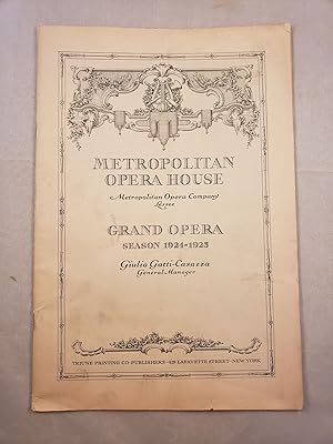 Bild des Verkufers fr Metropolitan Opera House Grand Opera Season 1924 -1925 Program for SIEGFRIED zum Verkauf von WellRead Books A.B.A.A.