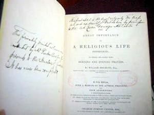 Bild des Verkufers fr Great Importance of a Religious Life Considered; to which are added some morning and evening prayers. A New Edition with a Memoir of the Author Prefixed, and Four Appendices.by Charles Purton Cooper, Esq, The. zum Verkauf von OLD WORKING BOOKS & Bindery (Est. 1994)