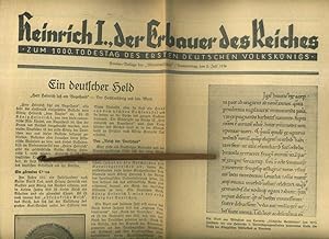 Heinrich I. der Erbauer des Reiches. Zum 1000 Todestag des Ersten Deutschen Volkskönigs. Sonder B...