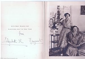 Fine christmas card signed by both, (The Queen Mother, 1900-2002, Queen of George VI) & her young...