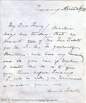 Fine Autograph Letter signed to "My dear Harry", (David, 1796-1864, Scottish Painter best known f...