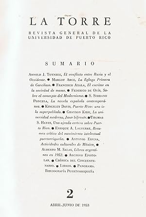 Immagine del venditore per LA TORRE. Revista General de la Universidad de Puerto Rico. Ao I. Nm. 2. Abril-junio 1953 venduto da Librera Torren de Rueda