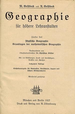 Bild des Verkufers fr Geographie fr hhere Lehranstalten. 5. Teil: Physische Geographie - Grundlagen der mathematischen Geographie zum Verkauf von Paderbuch e.Kfm. Inh. Ralf R. Eichmann