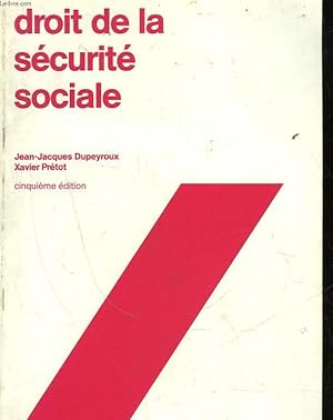 Bild des Verkufers fr DROIT DE LA SECURITE SOCIALE zum Verkauf von Le-Livre