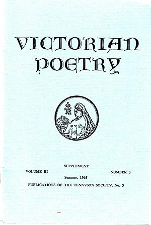 Image du vendeur pour Victorian Poetry Vol 3, no 3, Summer 1965, Supplement | Some Unpublished Poems by Arthur Henry Hallam mis en vente par *bibliosophy*