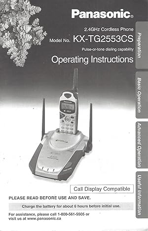 Seller image for 2.4 Hz Cordless Phone, Model No. Kx-tg2553cs Operating Instructions for sale by BYTOWN BOOKERY