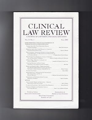 Immagine del venditore per Clinical Law Review - Fall 2002. Vol. 9, No. 1 venduto da Singularity Rare & Fine