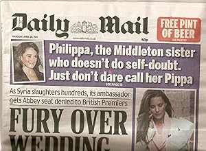 Daily Mail ;Day Before Royal Wedding Issue. 28 April 2011