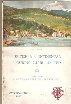 British and Continental Touring Club Limited. Programme 1933