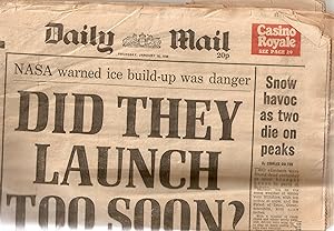 Daily Mail January 30 1986 "NASA Warned Ice Build-up was Danger-Did They Launch Too Soon?" Space ...