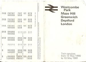 British Rail Timetable Westcombe Park Maze Hill Greenwich Deptford London 12 May 1980- to 10 May ...