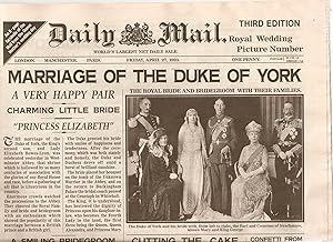 The Daily Mail Facsimile. "Marriage of the Duke of York" , later King George VI and Queen Elizabe...