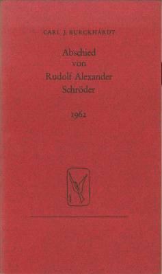 Bild des Verkufers fr Abschied von Rudolf Alexander Schrder. 1962. zum Verkauf von Antiquariat Weinek