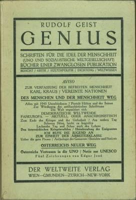 Seller image for Genius. Schriften fr die Idee der Menschheit I. for sale by Antiquariat Weinek