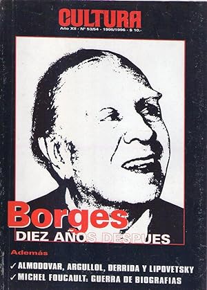 Imagen del vendedor de CULTURA - Nos. 53 - 54. Ao XII - 1995 - 1996. Edicin 12 aniversario. (Borges, 10 aos despus) a la venta por Buenos Aires Libros