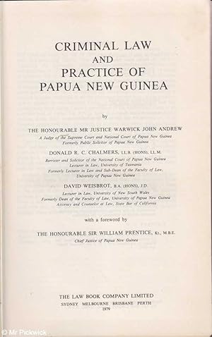 Criminal Law and Practice of Papua New Guinea