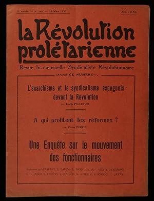 Image du vendeur pour LA REVOLUTION PROLETARIENNE. mis en vente par Librairie Franck LAUNAI