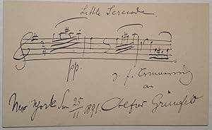 Musical Quotation Signed on the back of his Calling Card