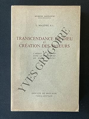 Imagen del vendedor de TRANSCENDANCE DE DIEU ET CREATION DES VALEURS a la venta por Yves Grgoire