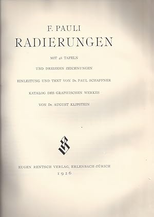 Seller image for F. PAULI / RADIERUNGEN for sale by ART...on paper - 20th Century Art Books
