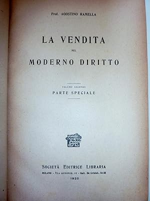 "LA VENDITA NEL MODERNO DIRITTO Vol. I Parte Generale - Vol. II Parte Speciale"