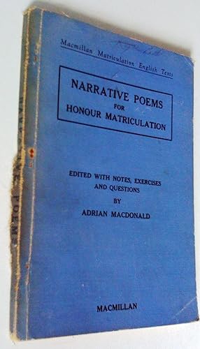 Seller image for Narrative Poems for Honour matriculation for sale by Claudine Bouvier
