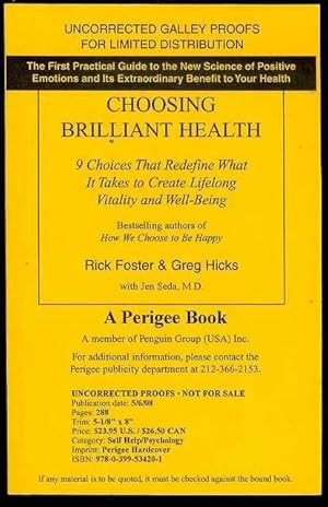 Imagen del vendedor de Choosing Brilliant Health: 9 Choices That Redefine What It Takes to Create Lifelong Vitality and Well-Being a la venta por Bookmarc's