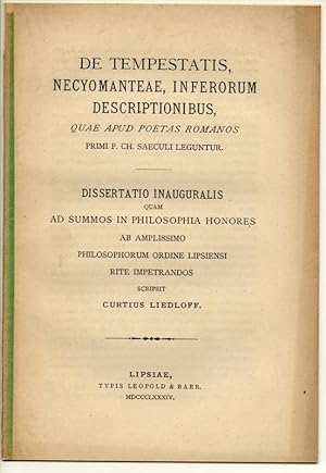 De tempestatis, necyomanteae, inferorum descriptionibus, quae apud poetas Romanos primi p. Ch. sa...