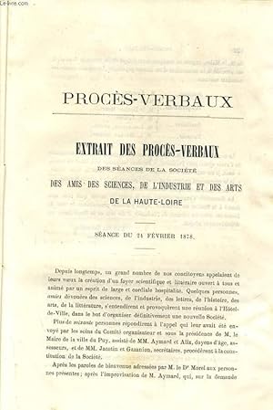 Seller image for PROCES VERBAUX - EXTRAIT DES PROCES-VERBAUX DES SEANCES DE LA SOCIETE DES AMIS DES SCIENCE, DE L'INDUSTRIE ET DES ARTS DE LA HAUTE LOIRE for sale by Le-Livre