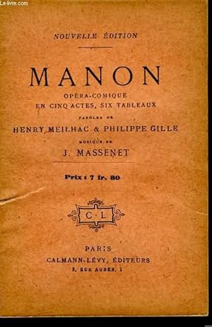 Image du vendeur pour MANON. mis en vente par Le-Livre