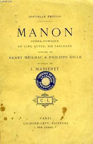 Image du vendeur pour MANON. mis en vente par Le-Livre