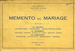 Seller image for MEMENTO DU MARIAGE for sale by Le-Livre