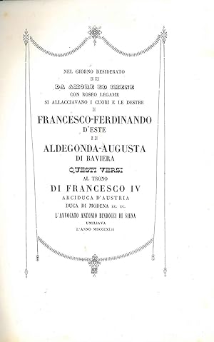 Nel giorno desiderato in cui ad Amore ed Imene con roseo legame si allacciavano i cuori e le dest...