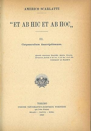 Et ab hic et ab hoc. III: Corpusculum Inscriptionum