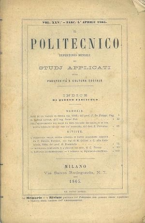 Il Politecnico: repertorio mensile di studj applicati alla prosperità e coltura sociale. Vol. xxv...