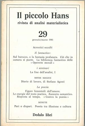 Il piccolo Hans. Rivista di analisi materialistica. N° 29, gennaio/marzo 1981